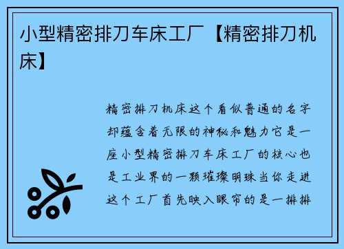 小型精密排刀车床工厂【精密排刀机床】